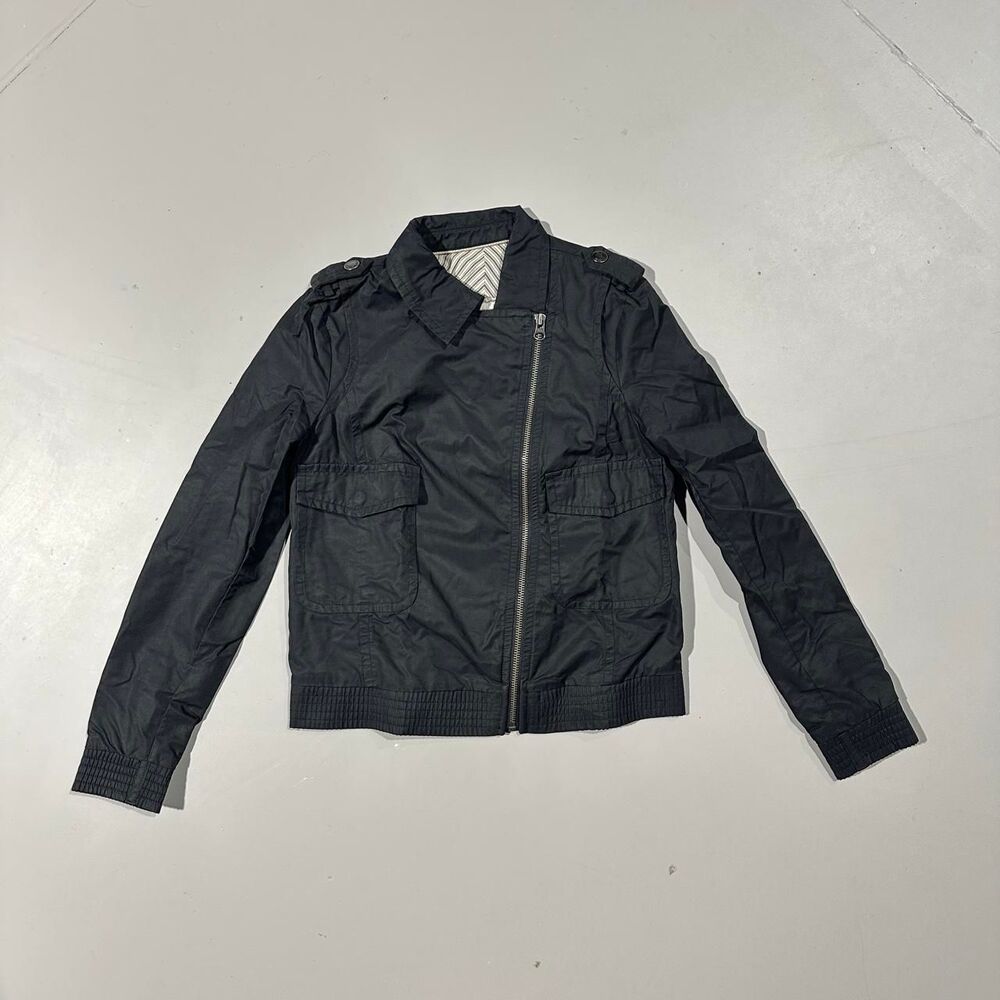 Mango Black Asymmetric Utility Style Zip Up Jacket